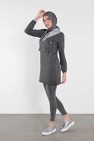 Hijab clothing GREY HOODED SPORT TUNIC 0302