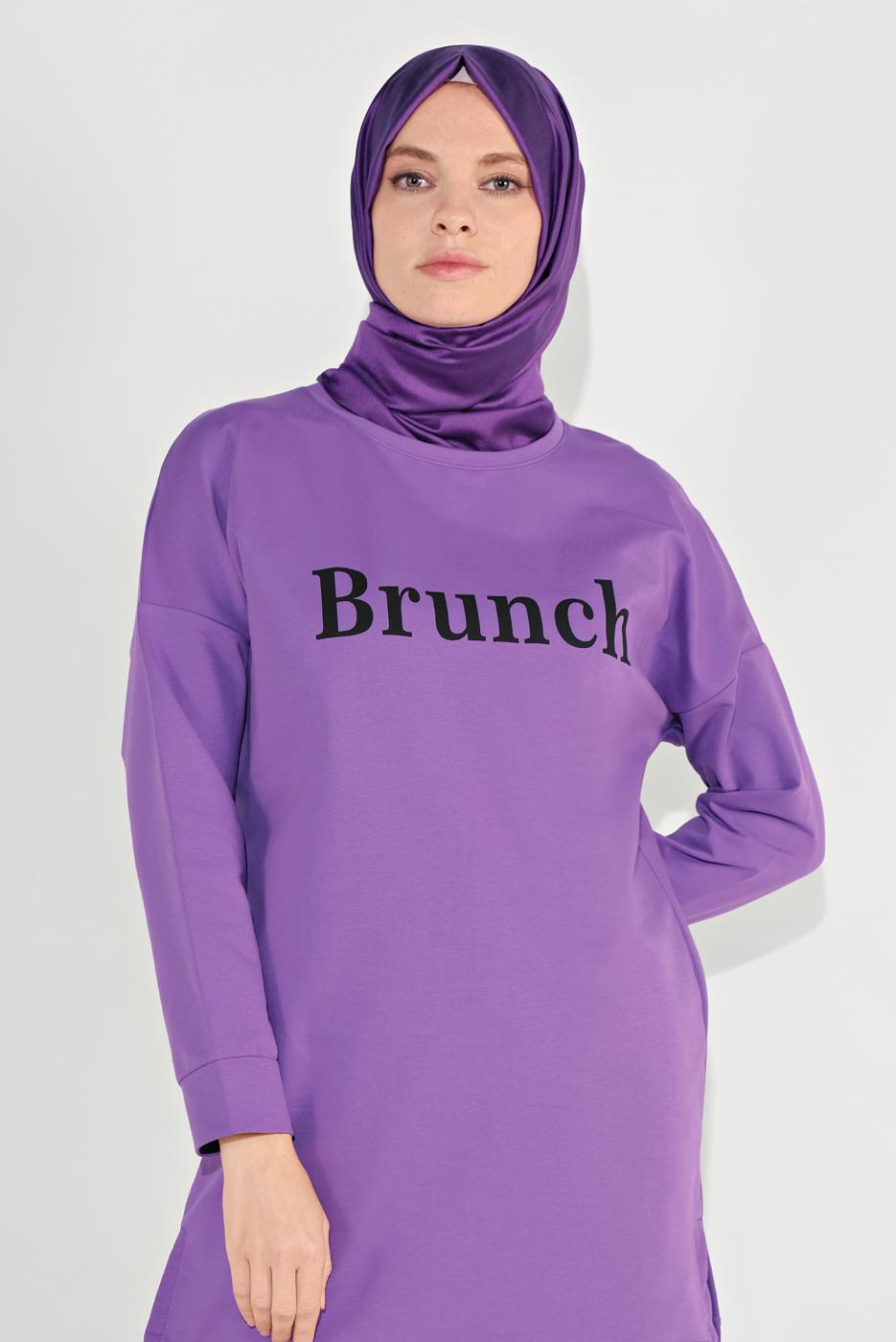 Hijab clothing PURPLE PRINTED TUNIC 1001
