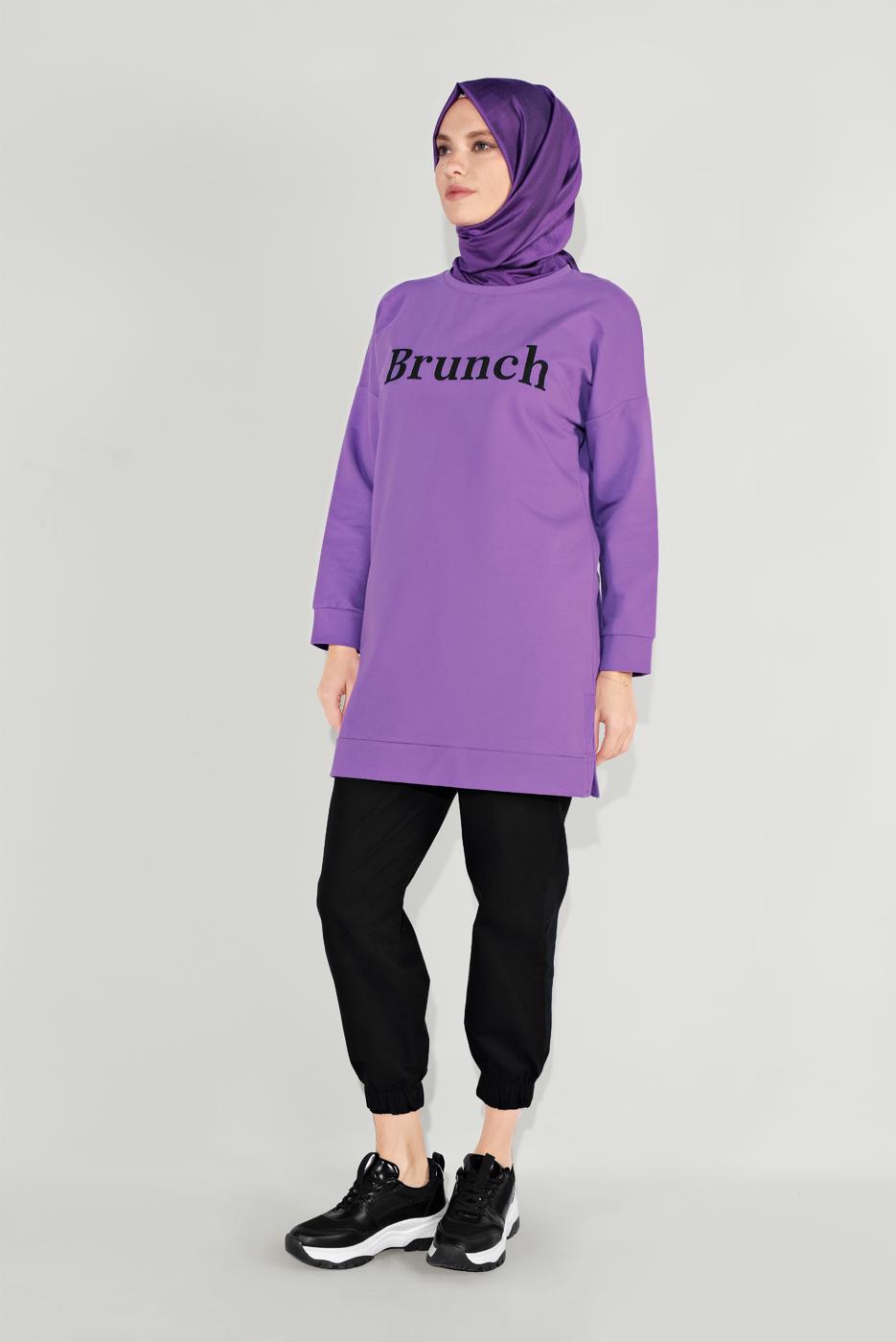 Hijab clothing PURPLE PRINTED TUNIC 1001