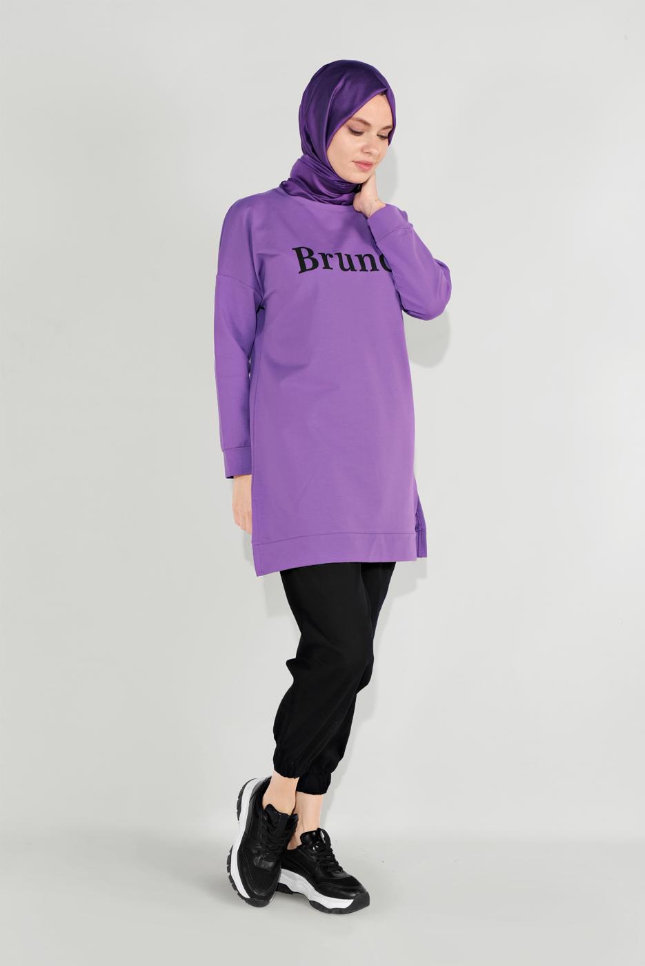 Hijab clothing PURPLE PRINTED TUNIC 1001