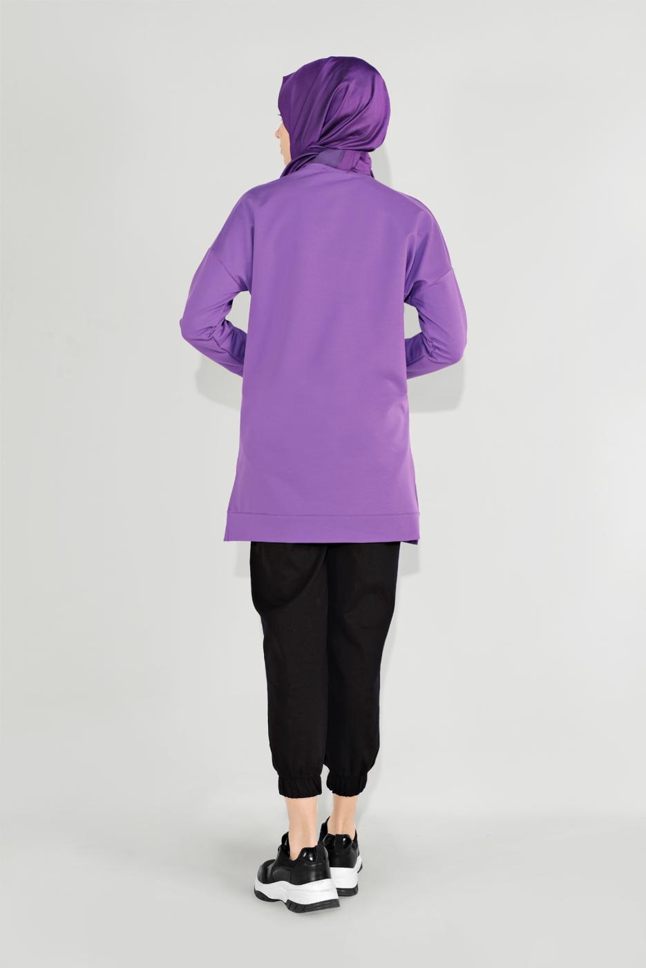 Hijab clothing PURPLE PRINTED TUNIC 1001