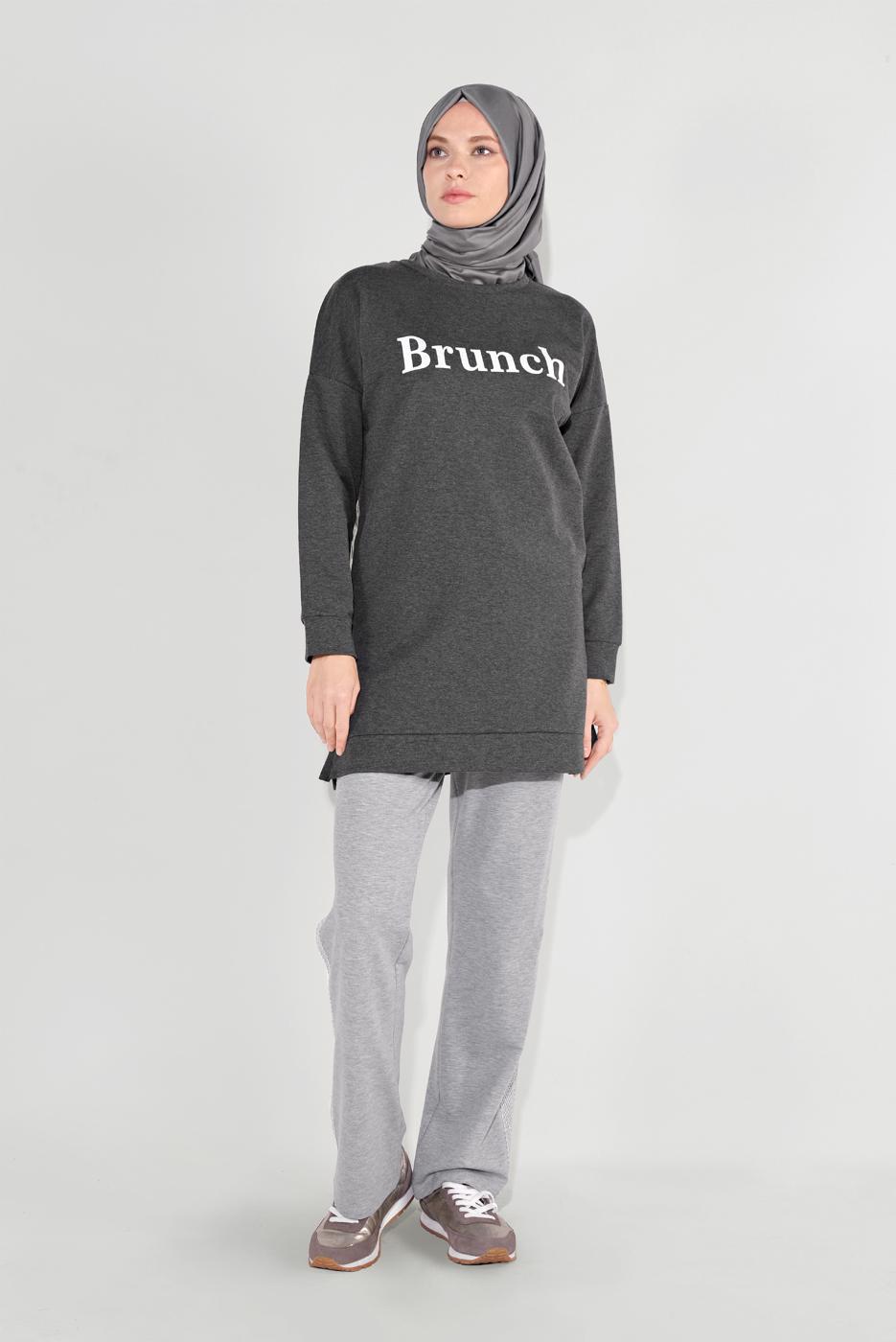 Vêtements hijab GRIS TUNIQUE IMPRIMÉE 1001