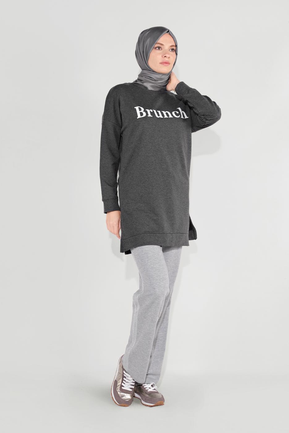 Vêtements hijab GRIS TUNIQUE IMPRIMÉE 1001