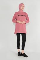 Tesettür giyim PEMBE BASKILI TUNİK 1001