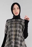 Tesettür giyim BEJ KARELİ TRİKO TUNİK 1002 