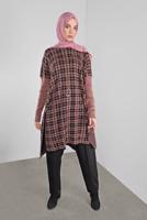 Tesettür giyim PUDRA KARELİ TRİKO TUNİK 1002 