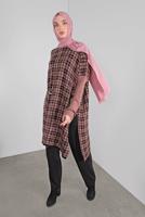 Tesettür giyim PUDRA KARELİ TRİKO TUNİK 1002 