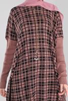 Tesettür giyim PUDRA KARELİ TRİKO TUNİK 1002 