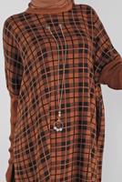 Tesettür giyim TABA KARELİ TRİKO TUNİK 1002 