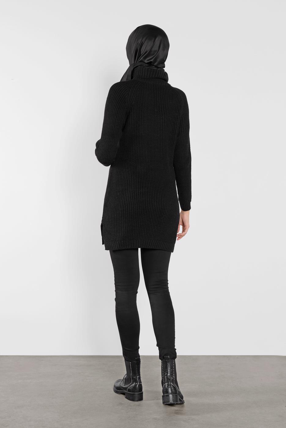Vêtements hijab NOIR TUNIQUE À COL ROULE 1302 