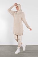 Tesettür giyim BEJ BOĞAZLI  TRİKO TUNİK 1302