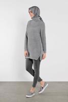 Tesettür giyim GRİ BOĞAZLI  TRİKO TUNİK 1302
