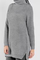 Tesettür giyim GRİ BOĞAZLI  TRİKO TUNİK 1302