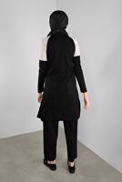 Tesettür giyim SİYAH KUŞGÖZLÜ METAL AKSESUARLI TRİKO TUNİK 1402