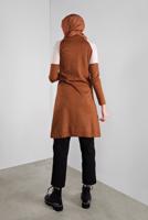 Tesettür giyim TABA KUŞGÖZLÜ METAL AKSESUARLI TRİKO TUNİK 1402