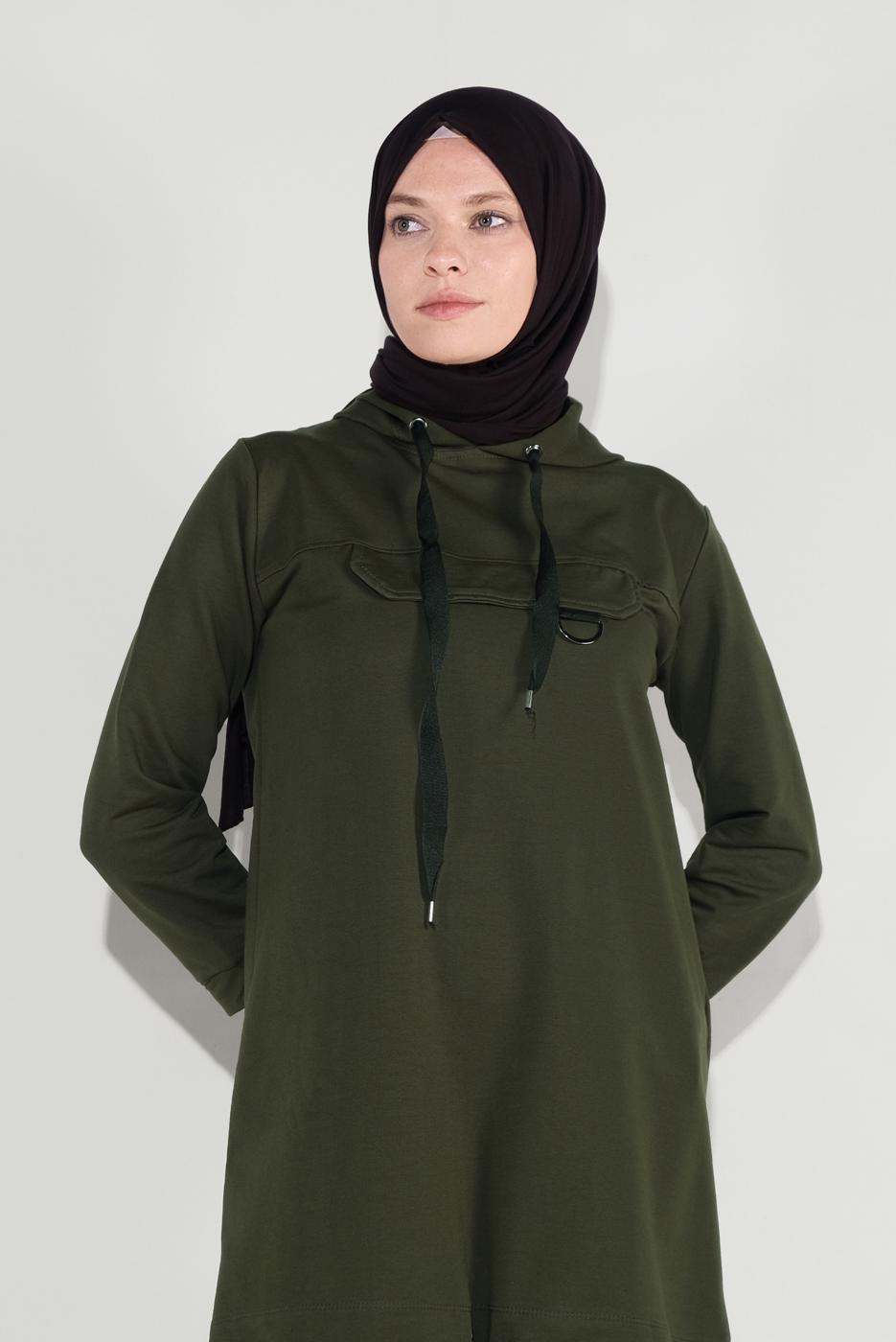Hijab clothing KHAKI HOODED TUNIC 3001