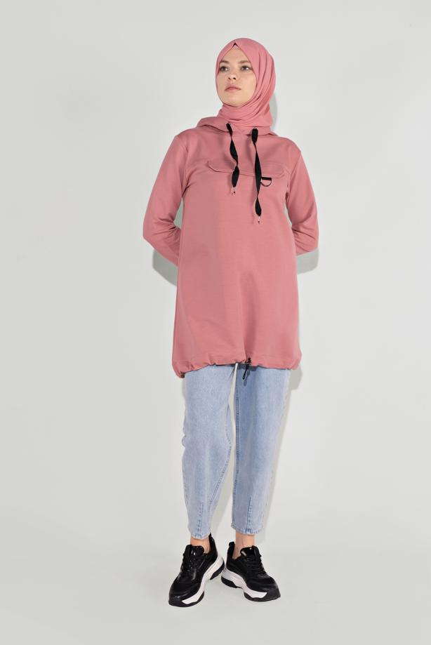 Tesettür giyim  KAPÜŞONLU TUNİK 3001 - TRENDTESETTÜR