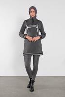 Hijab clothing GREY ZIPPED SPORT TUNIC 3302 