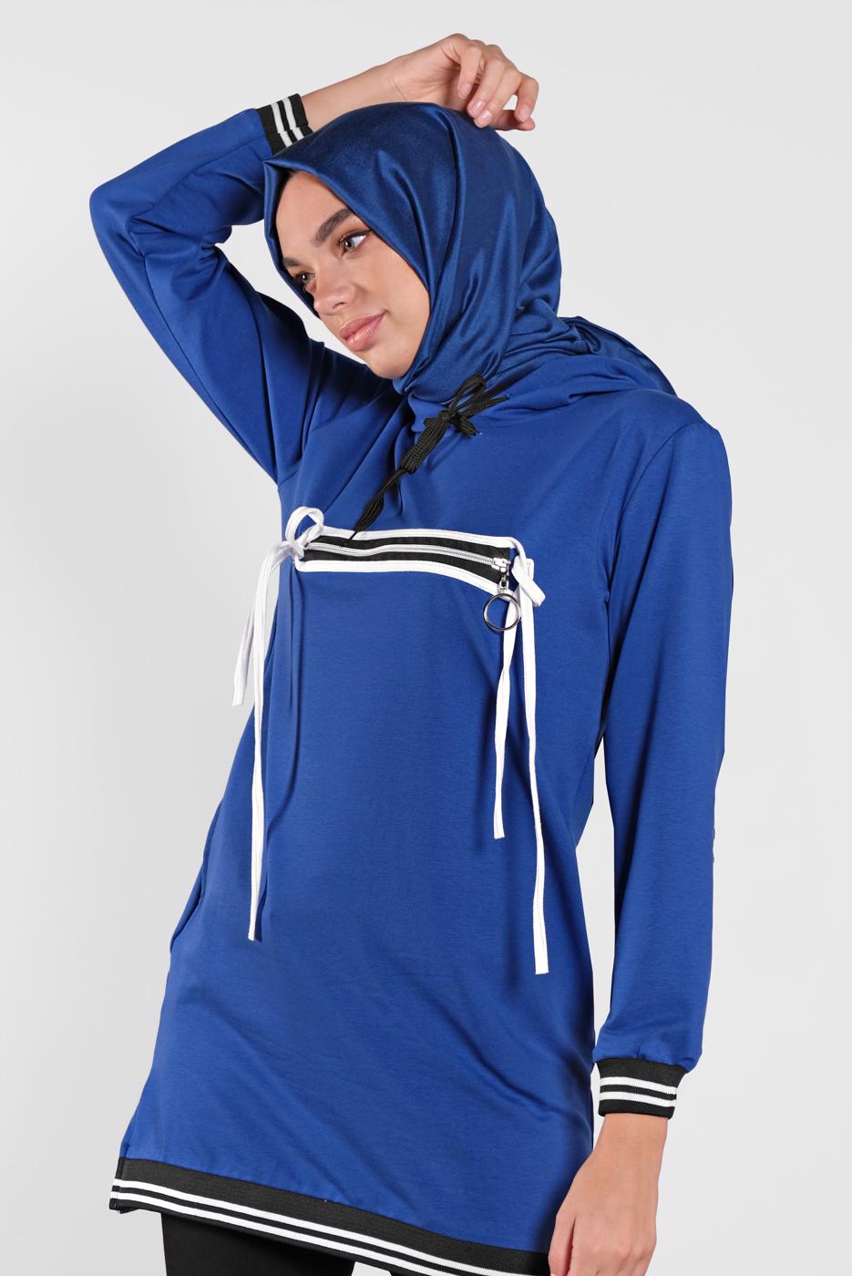 Vêtements hijab BLEU MARINE TUNIQUE SPORT À ZIPPÉ 3302
