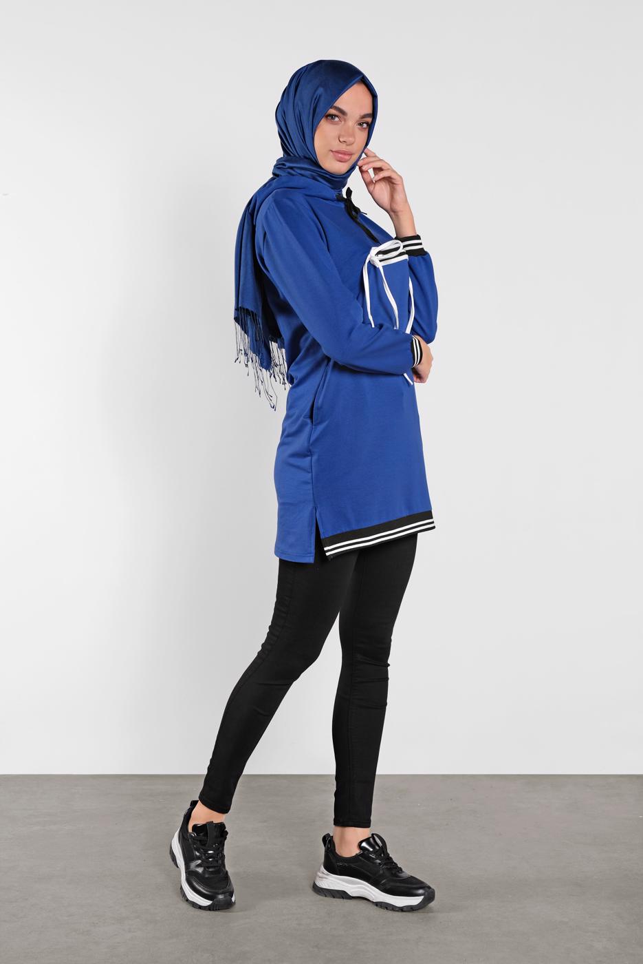 Vêtements hijab BLEU MARINE TUNIQUE SPORT À ZIPPÉ 3302