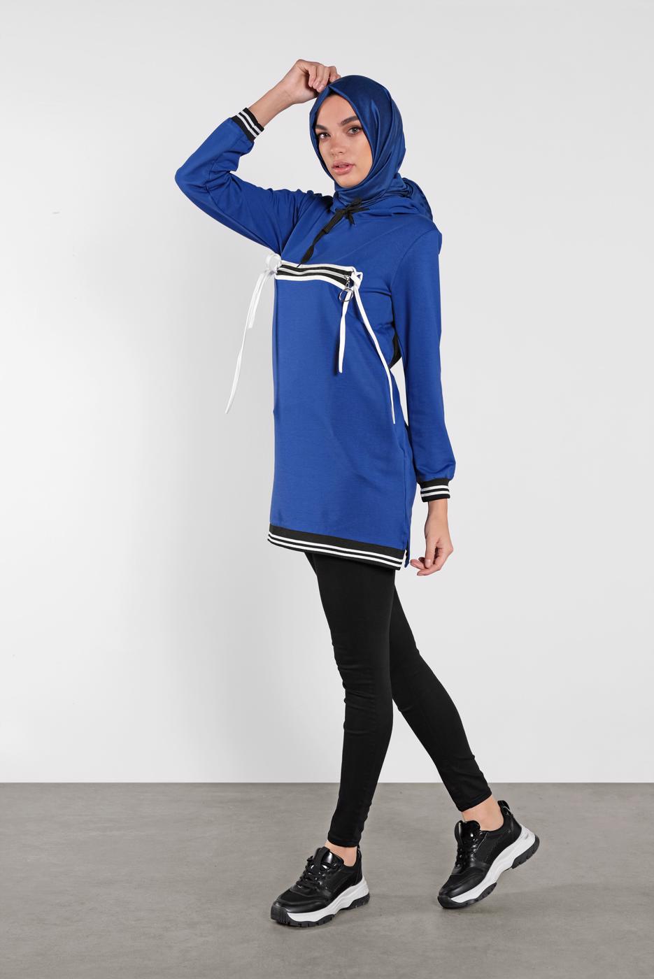 Vêtements hijab BLEU MARINE TUNIQUE SPORT À ZIPPÉ 3302