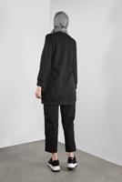 Tesettür giyim SİYAH DERİLİ TAŞ BASKILI TUNİK  3746 