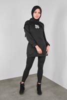 Tesettür giyim SİYAH BASKILI BASİC TUNİK  3836 