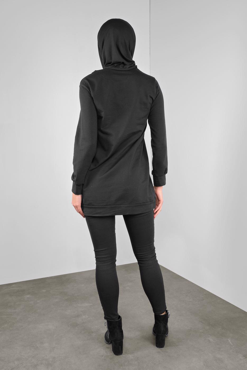 Tesettür giyim SİYAH BASKILI BASİC TUNİK  3836 