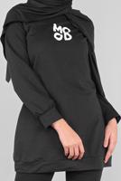 Tesettür giyim SİYAH BASKILI BASİC TUNİK  3836 