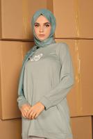 Tesettür giyim YEŞİL BASKILI BASİC TUNİK  3836 