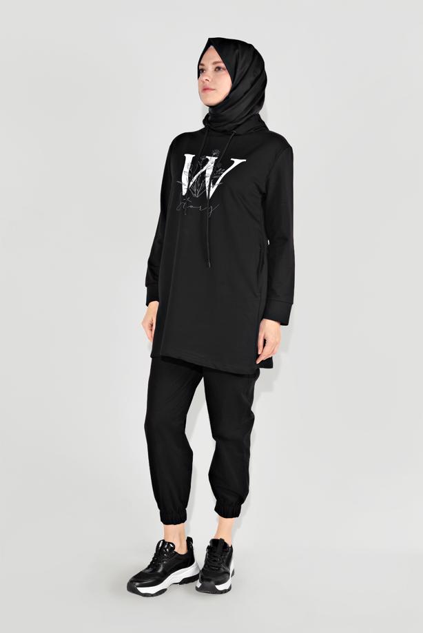 Hijab clothing  PRINTED HOODED TUNIC 4001 - TRENDTESETTÜR