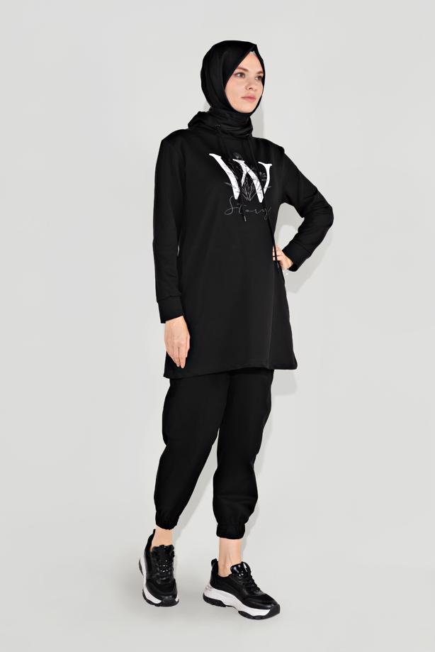 Hijab clothing  PRINTED HOODED TUNIC 4001 - TRENDTESETTÜR