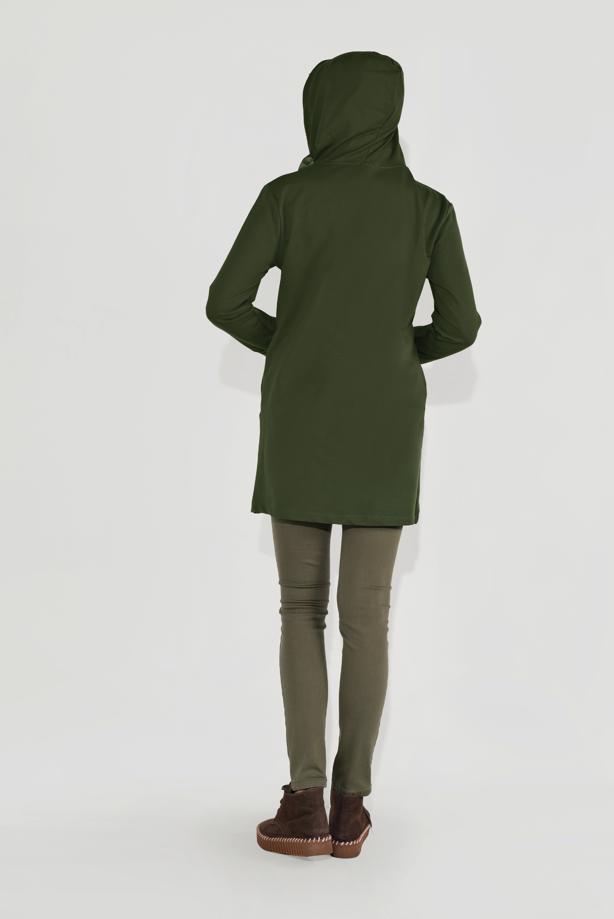 Tesettür giyim  ÖNÜ BASKILI KAPÜŞONLU TUNİK 4001 - TRENDTESETTÜR