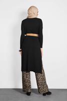 Tesettür giyim SİYAH  ALVİNA YANLARI YIRTMAÇLI TRİKO TUNİK 4134