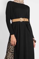 Tesettür giyim SİYAH  ALVİNA YANLARI YIRTMAÇLI TRİKO TUNİK 4134