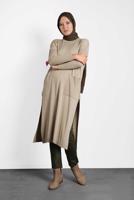 Tesettür giyim BEJ  ALVİNA YANLARI YIRTMAÇLI TRİKO TUNİK 4134