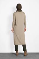 Tesettür giyim BEJ  ALVİNA YANLARI YIRTMAÇLI TRİKO TUNİK 4134