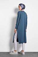 Tesettür giyim YEŞİL  ALVİNA YANLARI YIRTMAÇLI TRİKO TUNİK 4134