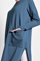 Tesettür giyim YEŞİL  ALVİNA YANLARI YIRTMAÇLI TRİKO TUNİK 4134