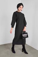 Hijab clothing BLACK DRESS WITH BOBBLE 4234 