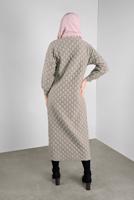 Tesettür giyim BEJ PONPON DESENLİ UZUN TUNİK 4234 