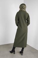 Tesettür giyim HAKİ PONPON DESENLİ UZUN TUNİK 4234 
