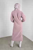 Tesettür giyim PEMBE PONPON DESENLİ UZUN TUNİK 4234 