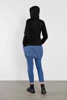 Tesettür giyim SİYAH KAPÜŞONLU BASKILI TUNİK 4302 