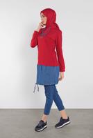 Hijab clothing RED PRINTED HOODED TUNIC 4302