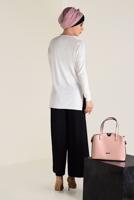 Tesettür giyim KREM  ALVİNA BİSİKLET YAKA TRİKO TUNİK 4503