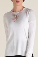 Tesettür giyim KREM  ALVİNA BİSİKLET YAKA TRİKO TUNİK 4503