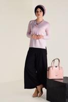 Tesettür giyim PUDRA  ALVİNA BİSİKLET YAKA TRİKO TUNİK 4503