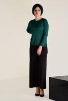 Tesettür giyim YEŞİL  ALVİNA BİSİKLET YAKA TRİKO TUNİK 4503