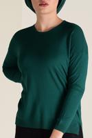 Tesettür giyim YEŞİL  ALVİNA BİSİKLET YAKA TRİKO TUNİK 4503